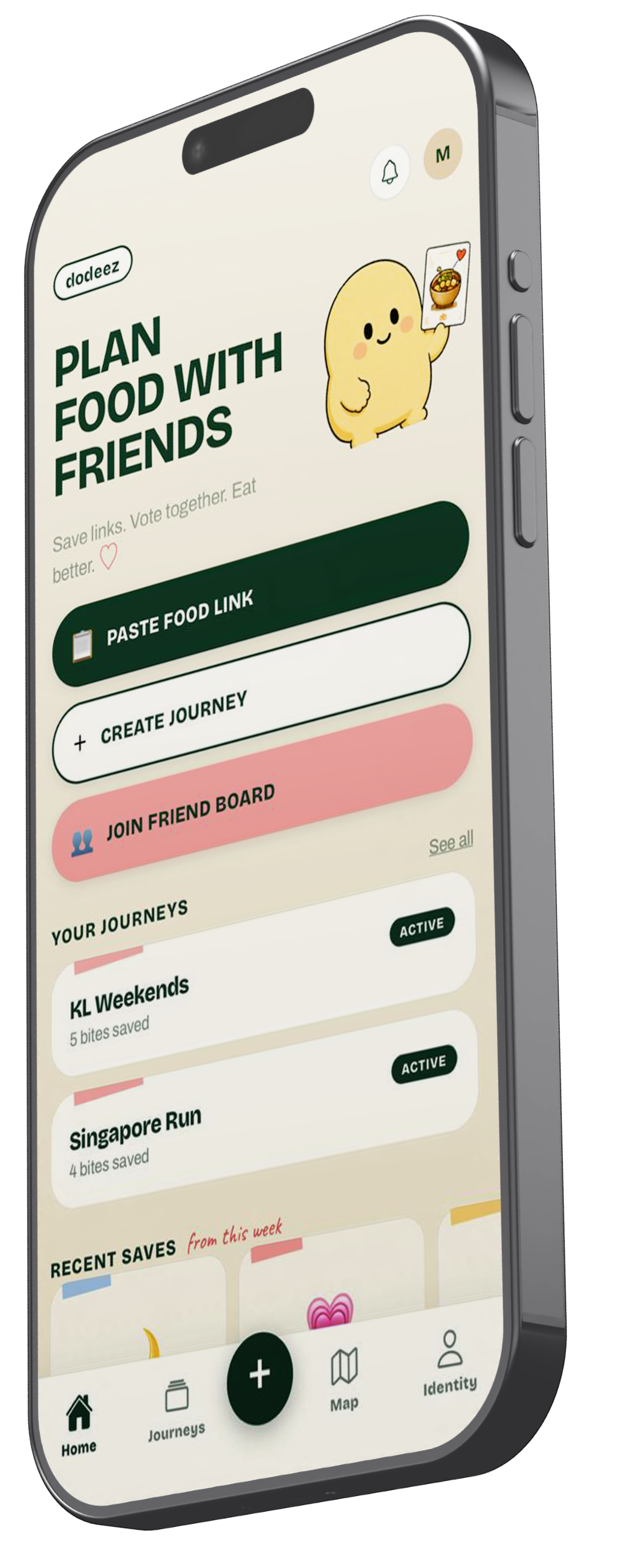 Dodeez app home screen on iPhone