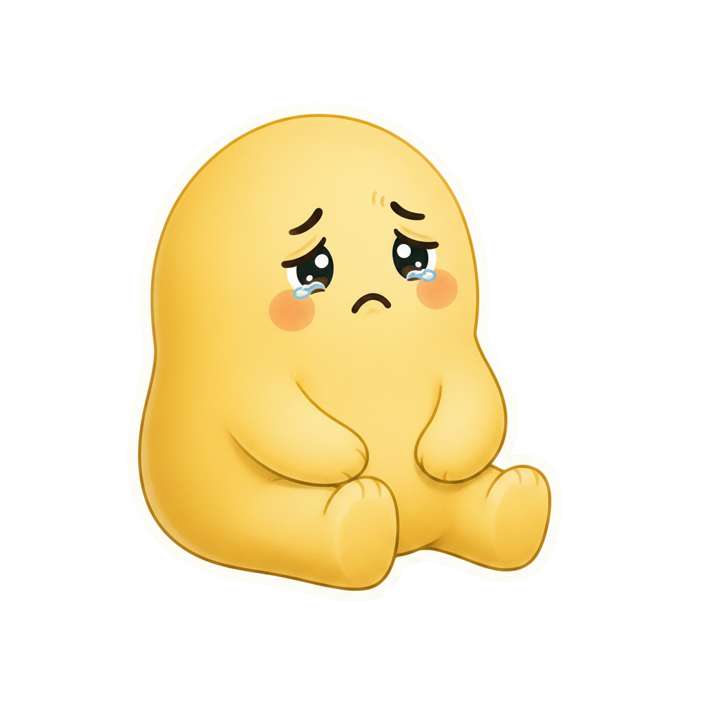 A sad Dodeez mascot sitting and crying